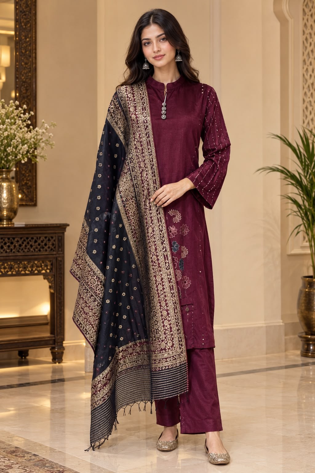 WINE KURTA SET